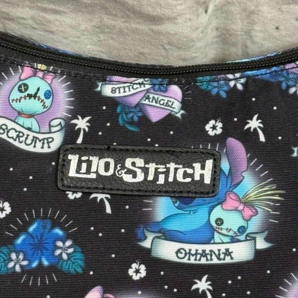 Disney Loungefly Lilo & Stitch Angel Scrump Tattoo Print Hobo Bag Shoulder Purse - Picture 4 of 13